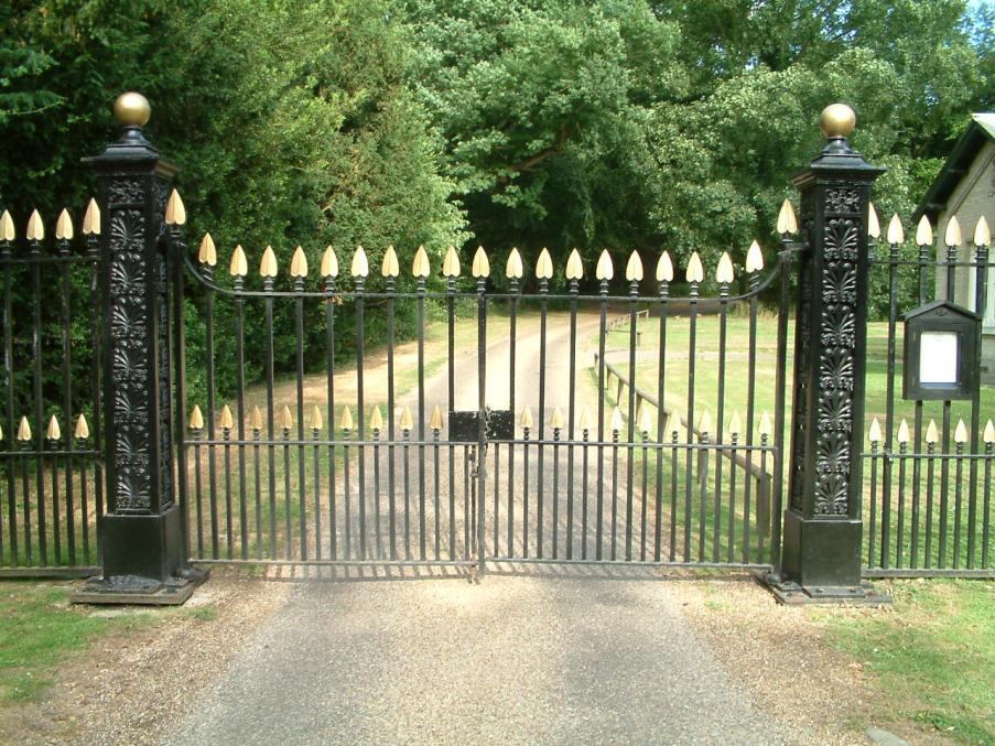 Weston Park Gates, Weston Longville: Restoration of gates originally made by Gravets of Leyston in 1848.