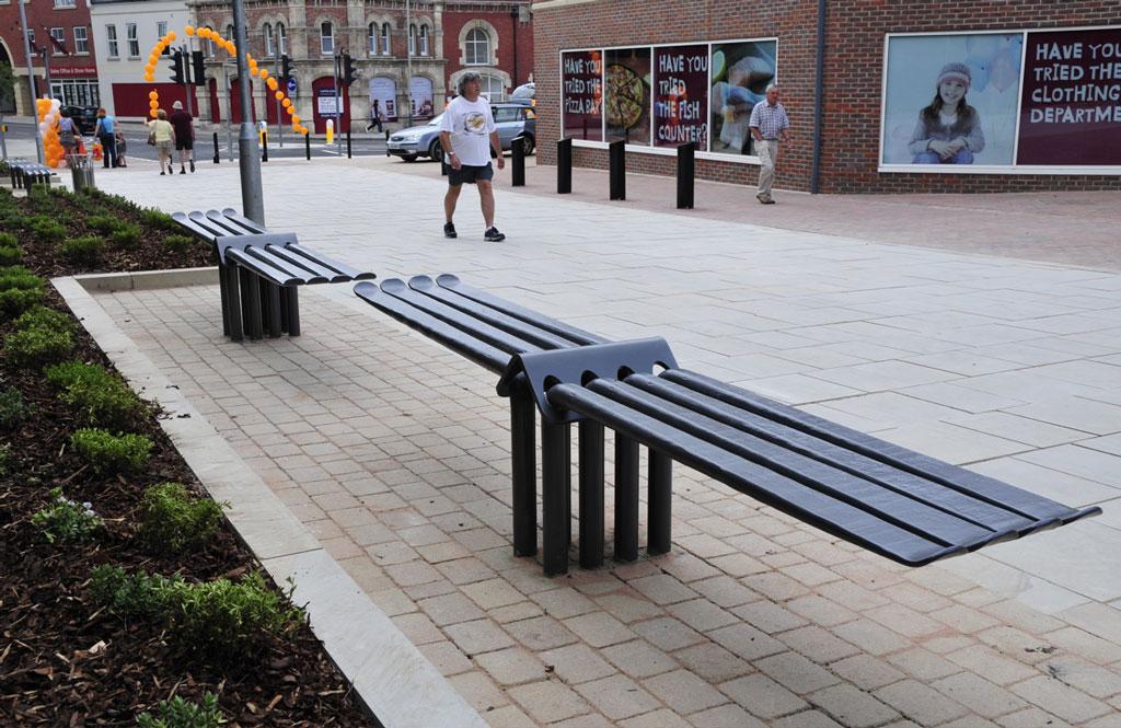 Stour Bridge; Solid rounded bar seat forged to designs by DAR Designs, Wales